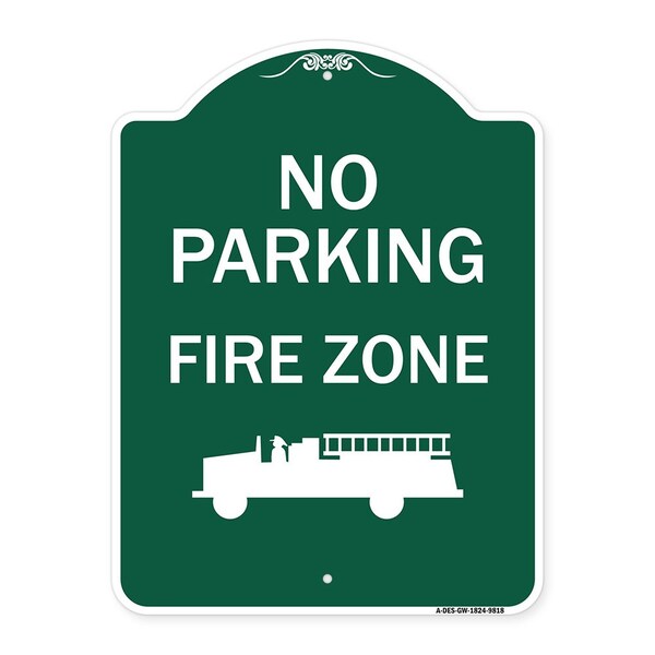 Signmission No Parking Fire Zone With Graphic Heavy-Gauge Aluminum Architectural Sign, 24" x 18", GW-1824-9818 A-DES-GW-1824-9818 - main